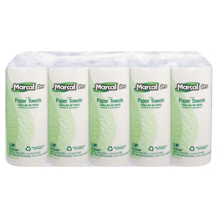 Marcal Pro Perforated Roll Paper Towels, 2 Ply, 70 Sheets, 52.5 ft, White, 15 PK MAC 610